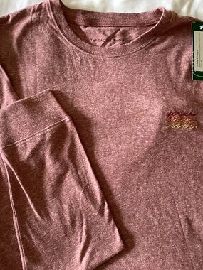 New Ladies/Unisex Threads 4 Thought Embroidered Wave Design Mauve Long Slve Tee